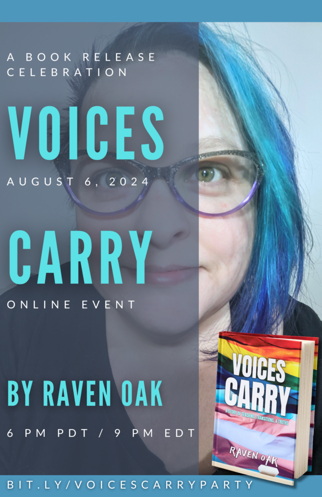 Voices Carry Book Release Event Tuesday 8/6 at 6 PM PDT Details at https://bit.ly/voicescarryparty 