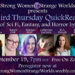 Advertisement for the Strong Women Strange Worlds event with Raven Oak and other authors