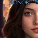 Book cover for Amaskan's Honor by Raven Oak, featuring a young woman's face in the front and a autumn forest in the background.