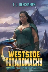 Cover art by Raven Oak for the book Westside Titanomachy by T. J. DesChamps.